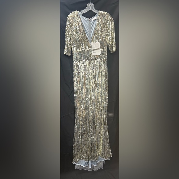 Mac Duggal 4707 NWT SEQUINED SHORT SLEEVE EVENING GOWN - Picture 4 of 6